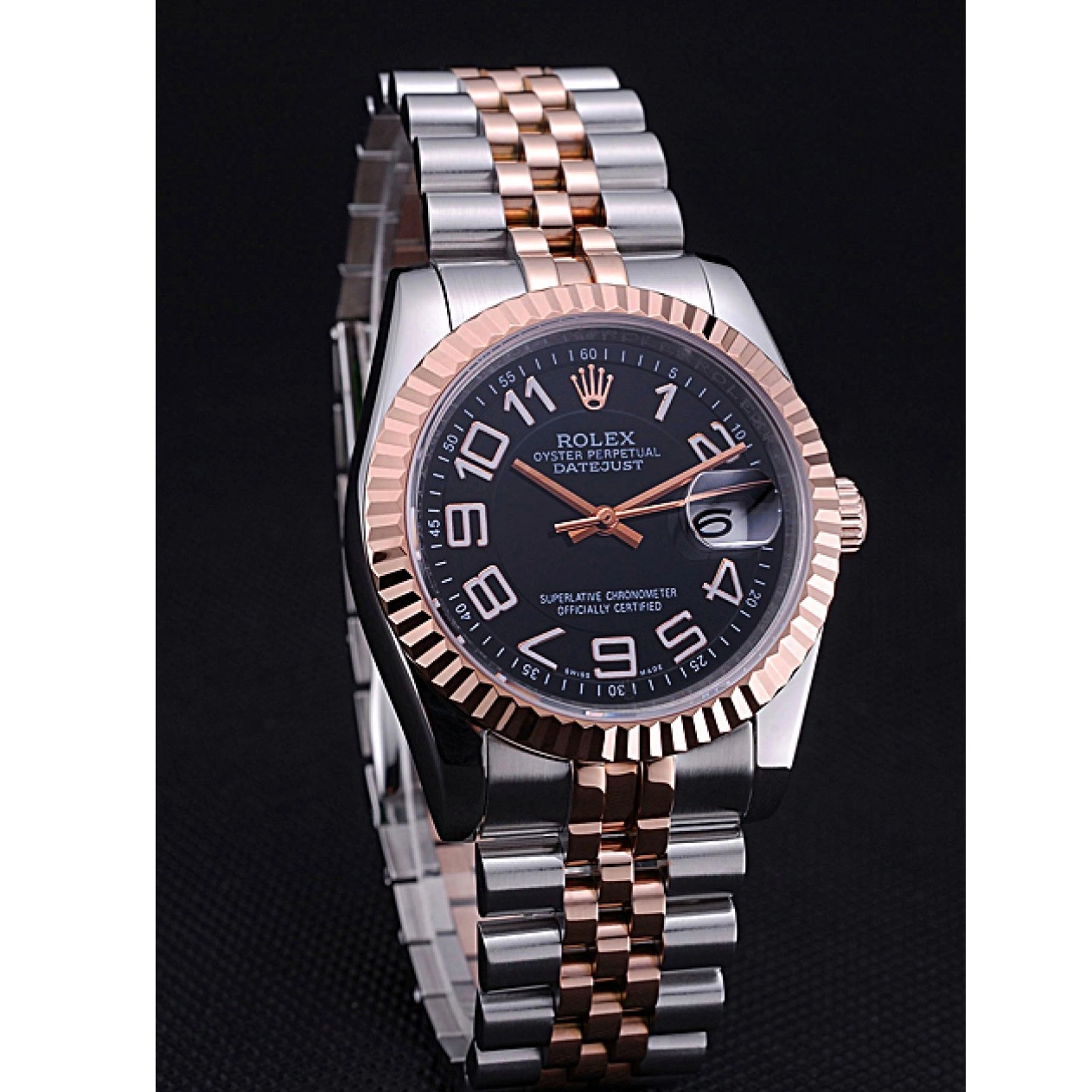 Good copy rolex watches Gold Rolex Stainless DateJust Bracelet Steel 622545 and Dial Black 0815